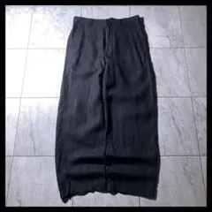 アダムエロペ リネン100% ワイドパンツ スラックス 黒 シンチバック Mのサムネイル
