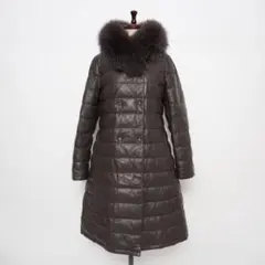 高級 ダーマコレクション ラムレザー ロングダウンコート フォックス