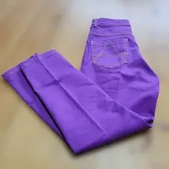 最終値下　美品　アンコキーヌストレッチデニムストレートパンツ　パープル　Mのサムネイル