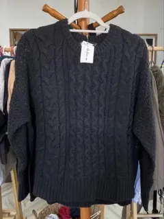 アズノウアズ 緑 ケーブルニット 長袖セーター