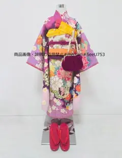 七五三　7歳　乙葉　紫　着物　フルセット　女の子 d48 七五三 7歳 乙葉 紫 着物 フルセット 女の子 d48 - メルカリ