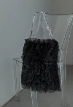 ラメフリルトートバッグ サブバッグ パーティーバッグ 黒
