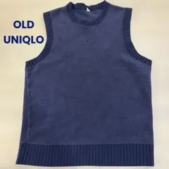 最終価格【OLD UNIQLO】メンズ クルーネックフリースベスト ネイビー S
