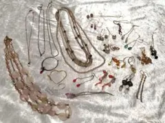 天然石、コットンパール、ネックレス ピアスセット