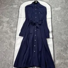 美品♡ラルフローレン ワンピース 現行 QRタグ ロング丈 ロゴ ネイビー