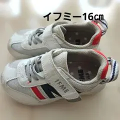 IFME キッズシューズ 16cm ベルクロ ホワイト/レッド/ネイビー