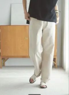 【新品】北欧暮らしの道具店 コットン　テーパードパンツ L ベージュ