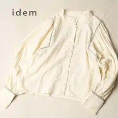 idemイデム アイボリー 長袖シャツ レーヨン エンボス加工 フリーサイズ