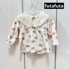 フタフタ　80cm ベージュ　ロゴ　クマ柄　トップス