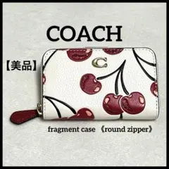 【美品】COACH カードケース コインケース ラウンドファスナー チェリー