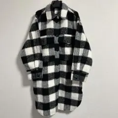 H&M ビッグチェック柄 ロングコートシャツワンピースオーバーシャツもこふわXS