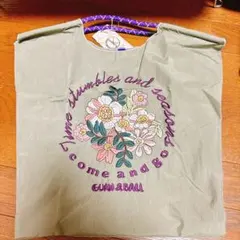 D.KELL エコバッグ 花柄刺繍 カーキ