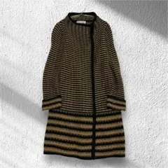 【リミテッドエディション】カーディガン ボーダー柄 毛混 スナップボタン 38