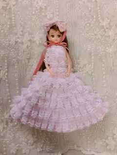 リカちゃん　着せ替え　フリル付き　ピンクドレス　人形　サンプル品