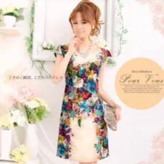 【値下】結婚式 ドレス ゲスト 柄物 pour vous