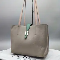 FURLA フルラ ソフィア M トートバッグ グレージュ グリーン アーチロゴのサムネイル