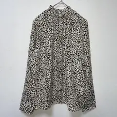 美品　リシェグラマー　レオパード柄　長袖　ブラウン　ブラウス　キレカジ　Mのサムネイル