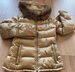 PRADA プラダ　三角ロゴプレート　ファー　ダウンジャケット　ゴールド