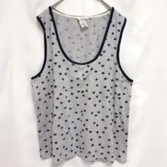 ラッキーブランド 星柄 タンクトップ Uネック 袖なし 【XXL】 ゆったり 灰のサムネイル