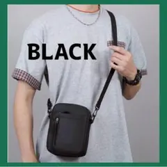 軽量 ナイロン ミニショルダーバッグ サコッシュ 多機能 黒