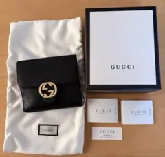 GUCCI 二つ折り財布 インターロッキングG 黒 箱付 正規品
