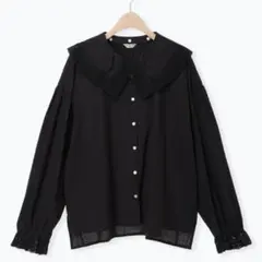 ◇タグ付き◇　Samansa Mos2　レースBig襟取り外しブラウス　ブラック