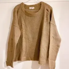 レア✨【M】no comment ベージュ 長袖ニット