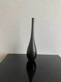 花瓶 一輪挿 片耳 古銅 唐金 ：骨董 古道具 時代物 茶道具 花入れ 置用 唐銅 唐金 水瓶 角谷一圭作 : 茶道具いまや静香園