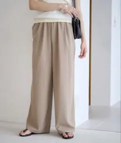 新品♥Spic & Spanスピックアンドスパン ルーズベイカーパンツ ベージュ spic and span 裾ベンツパンツ - メルカリ