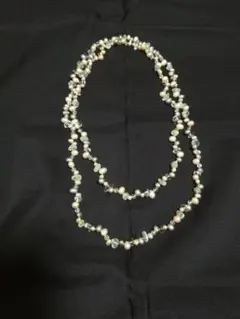 天然石と淡水パールのロングネックレス　箱無し　ノーブランド