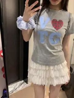 SHEIN ロゴ半袖Tシャツ　グレー