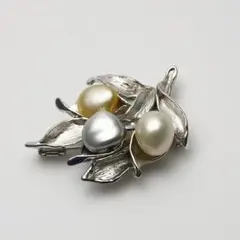 南洋白蝶真珠パールブローチ ケシ 5-4mm ホワイトカラー シルバー製 