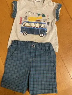 上下セット　familiar おはなしTシャツ ズボン　ファミリア　チェック