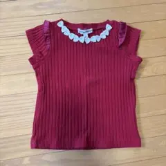anyFAM 赤いリブ編み半袖シャツ 80サイズ