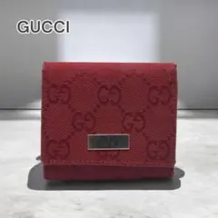 4900□GUCCI グッチ コインケース GGキャンバス レッド bc07x1