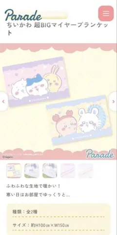 ちいかわ 超BIGマイヤーブランケット 2種類セット