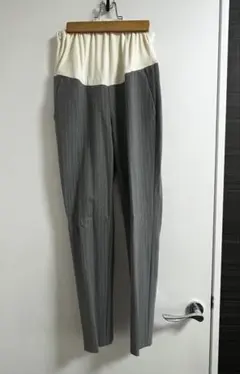 プラステPLST マタニティ ストライプパンツ XS グレーアイボリー　美品