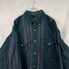 90s wrangler ラングラー ストライプ シャツ 緑