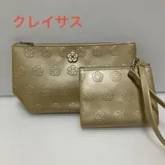 未使用 ◆ CLATHAS ポーチ 2点セット ゴールド カメリア クレイサスのサムネイル