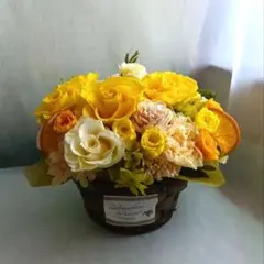 ＊*..おひさま色のナチュラルバスケット..＊°..プリザーブドフラワー おひさま色のナチュラルバスケット..＊°..プリザーブドフラワー - メルカリ
