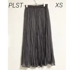 0343 PLST プラステ ブラウン系グレー プリーツ ロングスカート XS