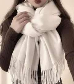 グレイル　フリンジオーバーサイズマフラー[kk024] アイボリー　オフホワイト