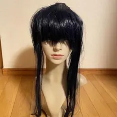 神田ユウ コスプレウィッグ ブルーブラック ロング　マネキンヘッド付き