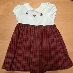 Familiar　赤チェックワンピース 80