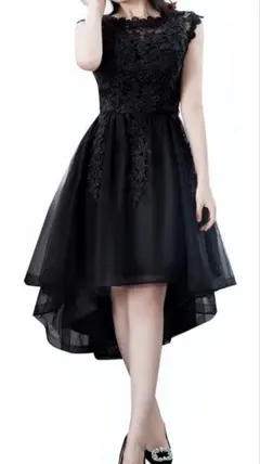 フィッシュテール パーティードレス フォーマル 発表会 二次会 黒 レース