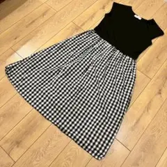 ロペピクニック きれいめ 大人 フェミニン 上品 ギンガム ドッキングワンピース