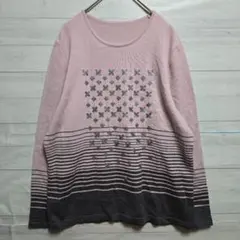 NONA 蝶モチーフ ピンク 長袖ニット 日本製 ウール