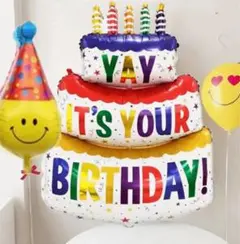 3段 ビッグサイズ バースデーケーキ バルーン 風船 記念写真 誕生日 装飾