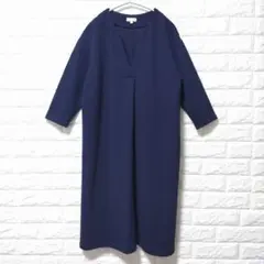 ハッシュアッシュ【Mサイズ】キーネック ひざ丈コクーンワンピース チュニック美品のサムネイル