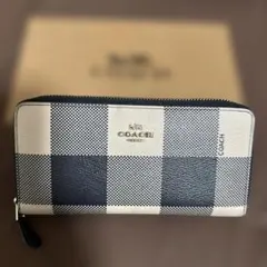 COACH コーチ長財布 ギンガムチェック ラウンドファスナーのサムネイル